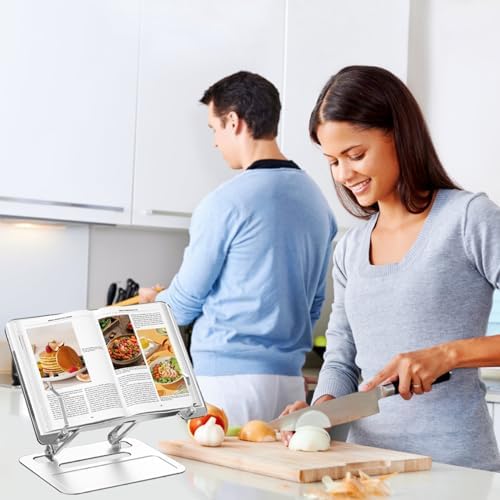 360 Swivel Cookbook Stand with Charging Port and Page Clips