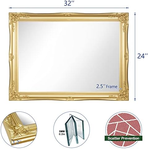 HA 32x24 Framed Wall Mirror Gold