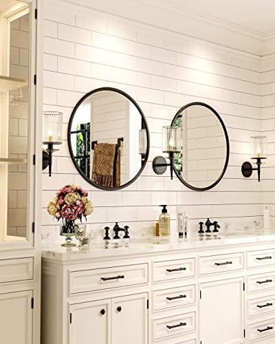 Growsun 157 Inch Black Round Wall Mirror