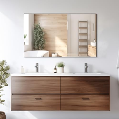 CRATECOOP 40x24 Inch Matte Black Bathroom Mirror with Anti-Rust Frame