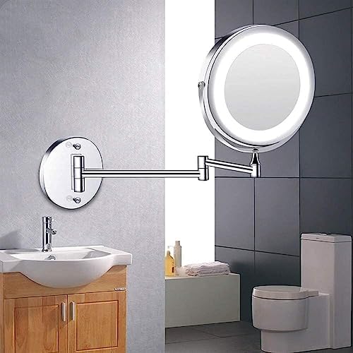 Bleslin Double-Sided Makeup Mirror with LED Light and Wall Mount Folding
