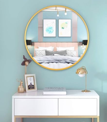 Gold Metal Frame Round Wall Mirror - 40cm 157inch Diameter
