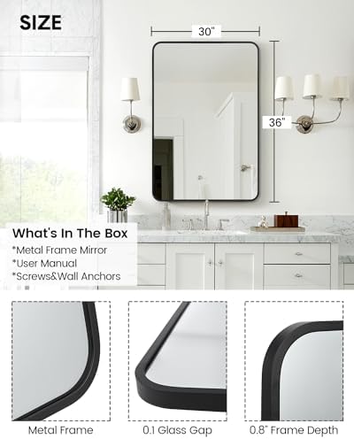 IDEALHOUSE HD Eco-Friendly Bathroom Mirror 24x36 Inch