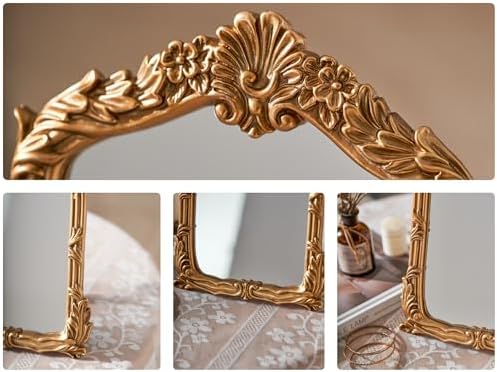 Baroque Style Vanity Mirror with Antique Gold Frame
