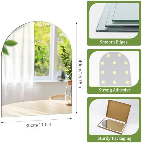 QEEYON 16x12 Inch Arched Wall Mirror