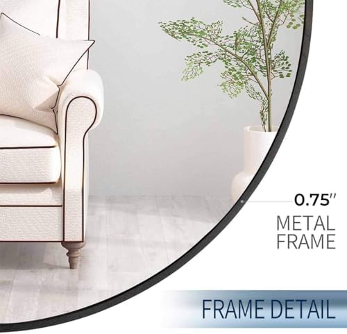 Muzilife Oval Wall Mirror Black 20x40 with Metal Frame