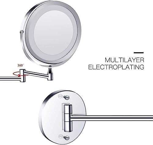 Bleslin Double-Sided Makeup Mirror with LED Light and Wall Mount Folding