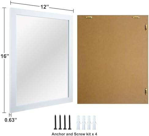 BOMINICA 12x16 Inch Framed Wall Mirror White