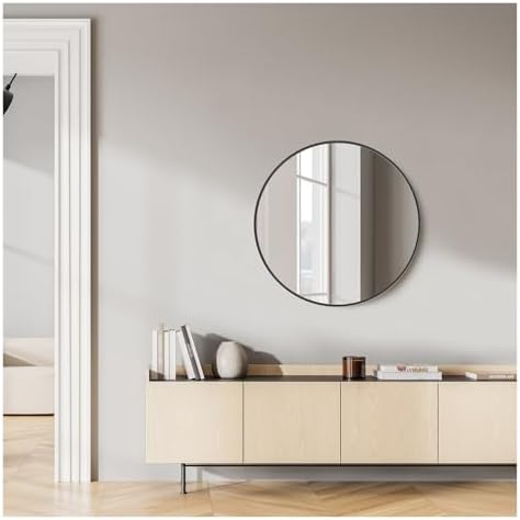 24-Inch Black Round Wall Mirror for Bathroom Entryway Bedroom 1