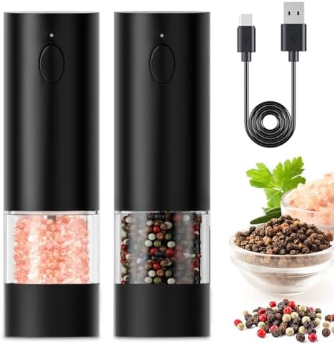 Nidouillet Electric Salt and Pepper Grinder Set with LED Light