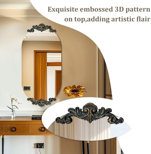 Artloge 40x20in Frameless Oval Mirror with Baroque Frame