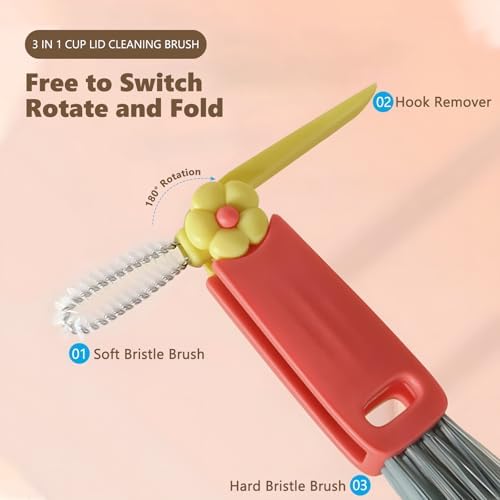 Yadiana 3 in 1 Cup Lid Cleaning Brush Set