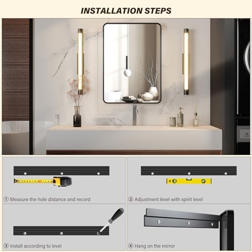 GarveeHome 40x28 Black Metal Frame Bathroom Mirror