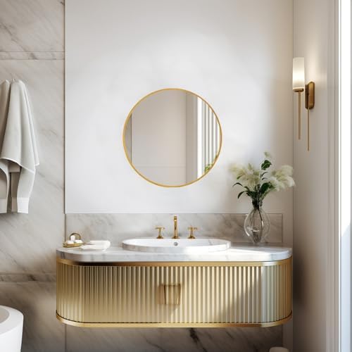 Sunniry 18 Inch Gold Round Mirror for Wall