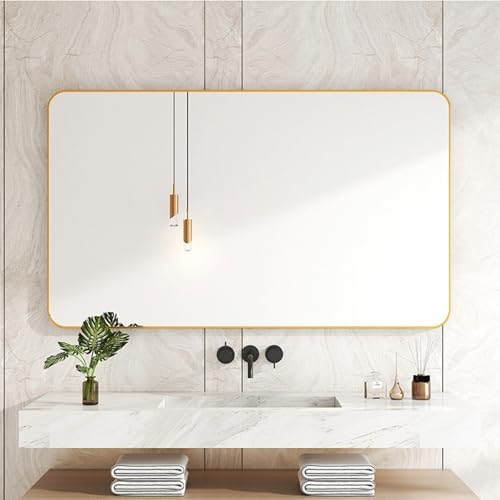 NOIRDA Gold Rectangular Framed Wall Mirror 30x40cm