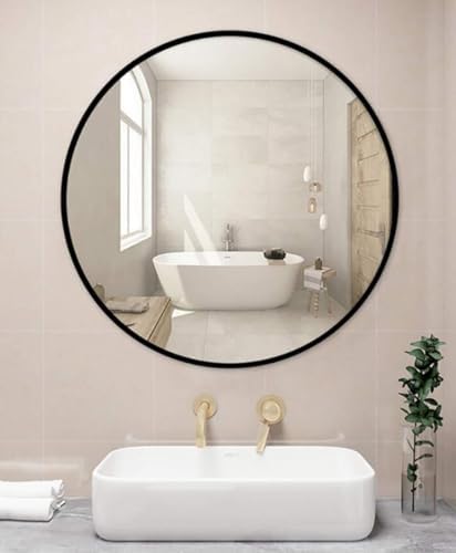 JLVAWIN 20inch GoldBlack Round Metal Frame Mirror