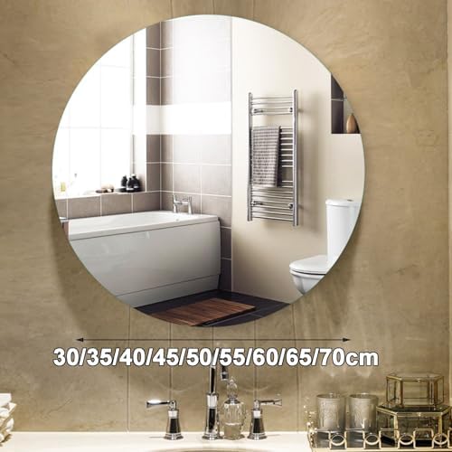 NOIRDA 35cm Round Frameless Shatterproof Mirror