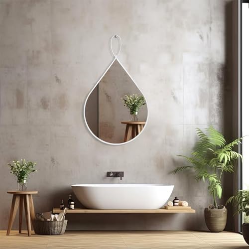FEUFOAM 16x20 Inch White Teardrop Mirror with Metal Frame 1
