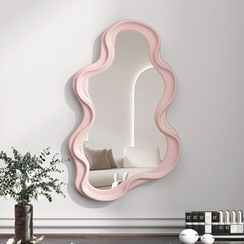 Irregular Wall Mirror with Hook Pink 16x102in Modern Decor