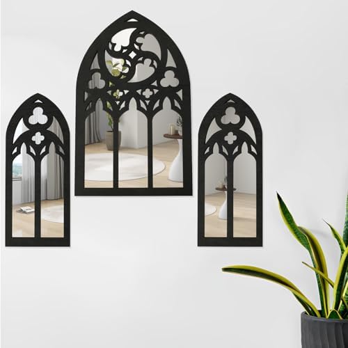 GLMFAN Gothic Arched Wall Mirror Set 3Pcs