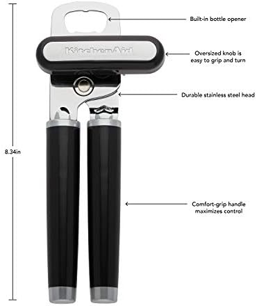KitchenAid Classic Can Opener Bottle Opener with Shears 834-Inch Black