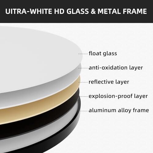 Koonmi 24 Inch Round Black Wall Mirror with Metal Frame