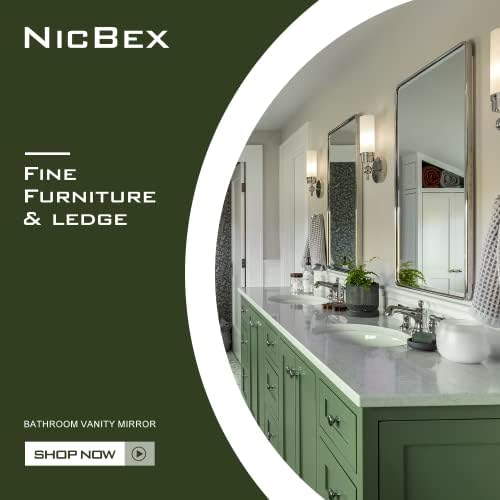 NicBex 40x30 Inch Silver Wall Mirror for Bathroom Vanity