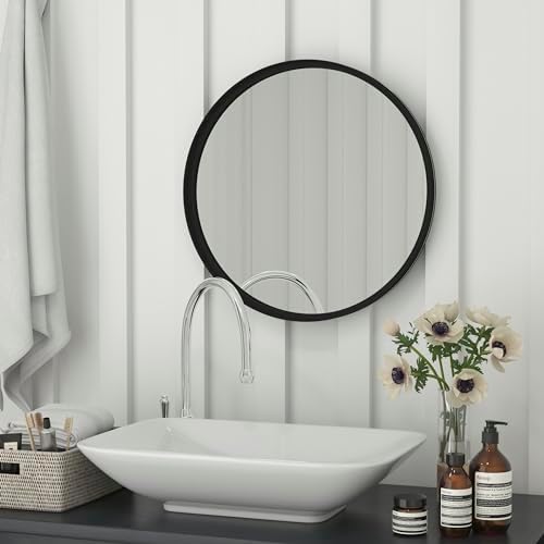 Large Round Wall Mirror - 30 Inch Black Circle Accent Mirror