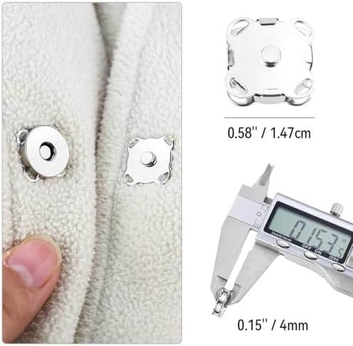 20 Sets Magnetic Snap Buttons 15mm Silver for Sewing and Crafts