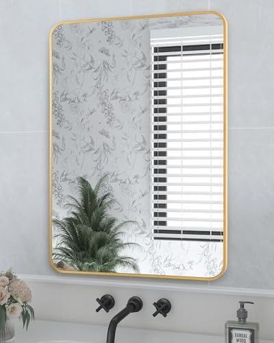 Yellow Gold Bathroom Mirror 20x30 Inch Rectangle