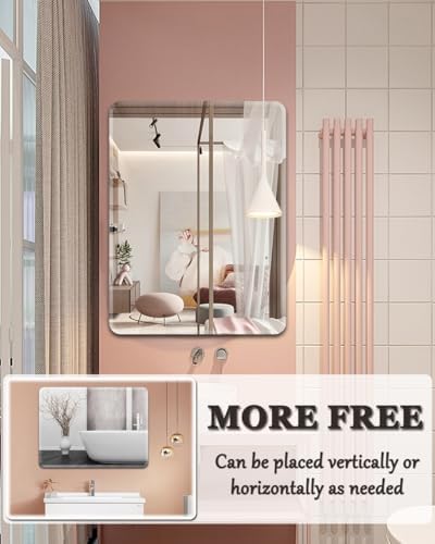 Frameless Bathroom Mirror with Bevelled Edges and Anti-Explosion Safety