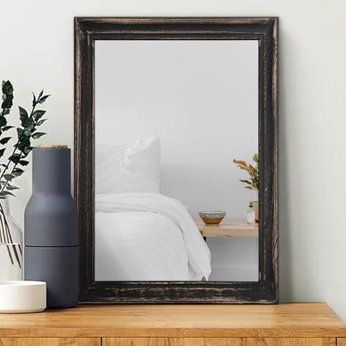 Rustic Wood Framed Wall Mirror 16x12 Inch
