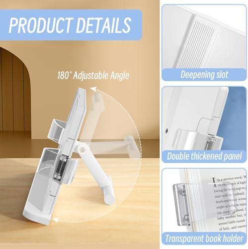 CAKEEYUM Expandable Adjustable Book Stand for Reading