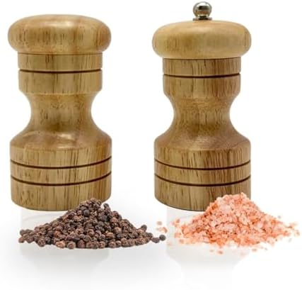 BigdataBetterLife Salt Pepper Grinder Set - Bamboo Stainless Steel