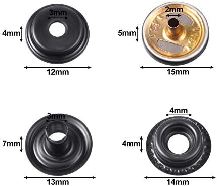 100 Pieces 15mm Stainless Steel Snap Buttons for Crafts