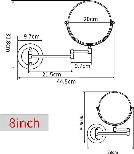 Bleslin 8 Inch Wall-Mounted Magnifying Mirror with 3X 10X Power