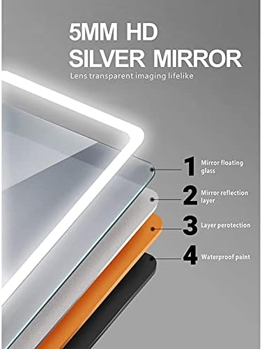 WXZX Round LED Bathroom Mirror with Time Display