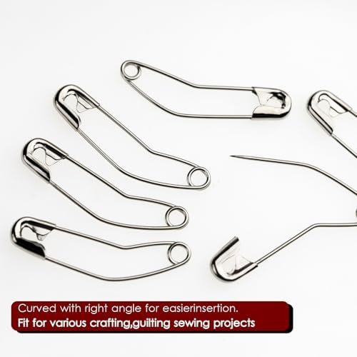 100 Pack Curved Safety Pins for Quilting