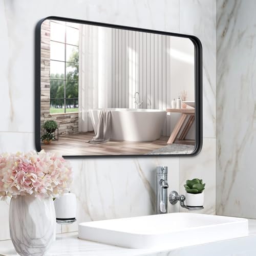 NEWBULIG 30x40 Bathroom Mirror with Black Round Frame 1