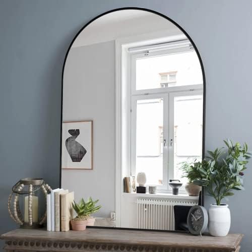 Heymirro Arched Mirror 30x40 Inch Black Aluminum Frame