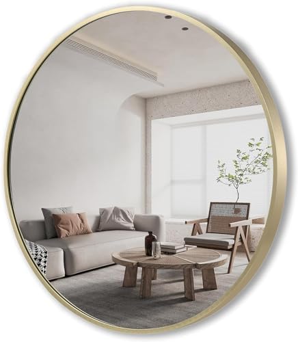 SNUGACE 24 Gold Framed Round Wall Vanity Mirror