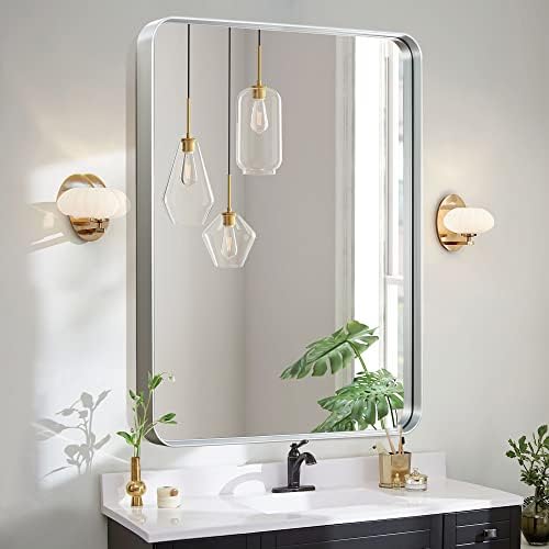 NicBex 40x30 Inch Silver Wall Mirror for Bathroom Vanity
