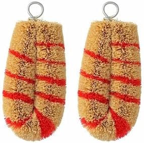 Slim Tawashi Brush Set of 2 Red Stripes Natural Coconut Fiber