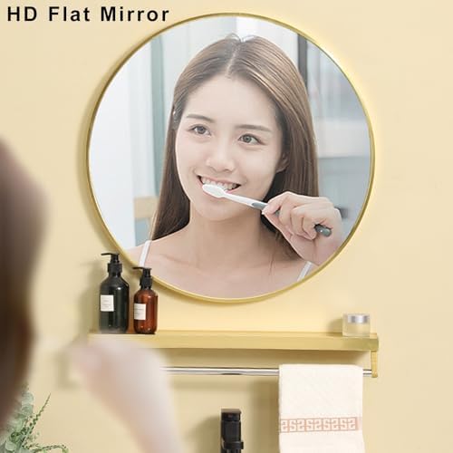 ZPRYZHD Shatterproof Round Bathroom Mirror with Metal Frame 40cm158in Black