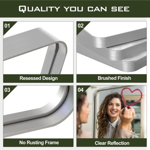 NicBex 40x30 Inch Silver Wall Mirror for Bathroom Vanity