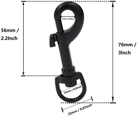 BIKICOCO Swivel Snap Hooks 35 Black Pack of 10