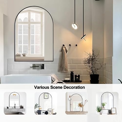 Heymirro Arched Mirror 30x40 Inch Black Aluminum Frame