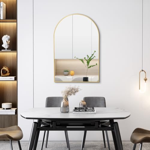 PUZONJIG 20x30 Arched Gold Bathroom Mirror