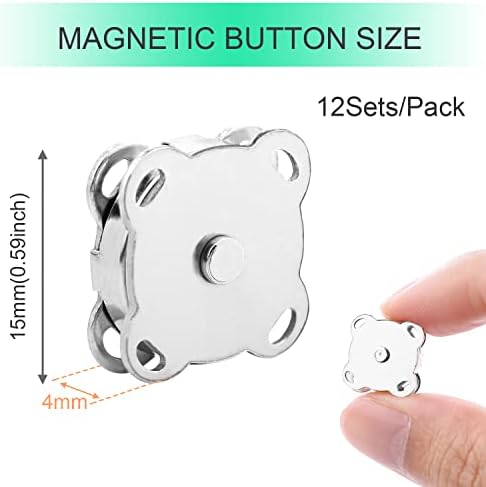 CooBigo Silver Magnetic Snaps 15mm for Purses and Craft