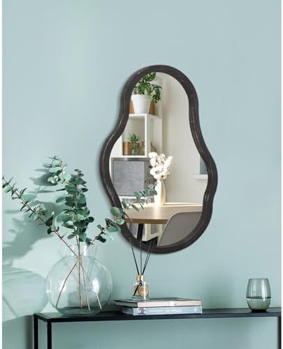 Lzuso Irregular Wooden Framed Wavy Mirror 24x16